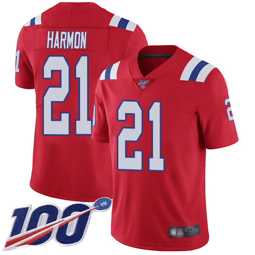 New England Patriots Football #21 100th Season Limited Red Men Duron Harmon Alternate NFL Jersey